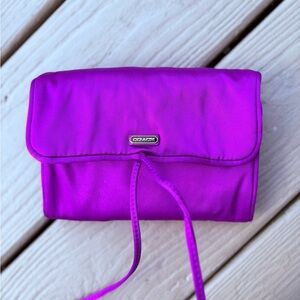 NWT COACH Mulberry Fuchsia Satin Jewelry Pouch, Size: 5” x 7” closed